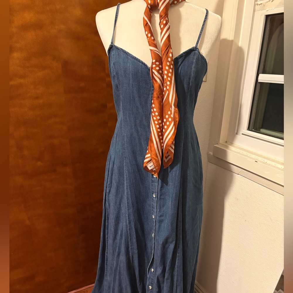 Z Supply Denim Button-Front Maxi Dress in Blue